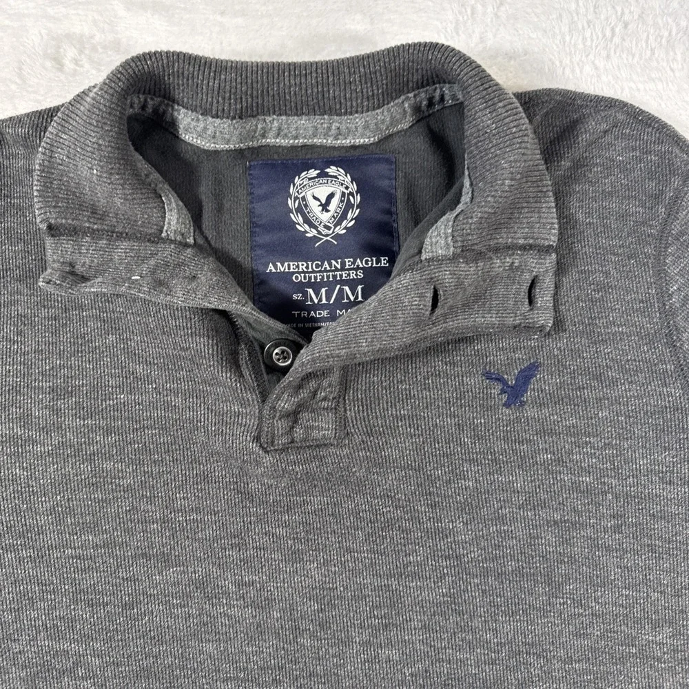 American Eagle Mens Waffle Knit Thermal Henley Shirt Size Medium Casual Outdoors